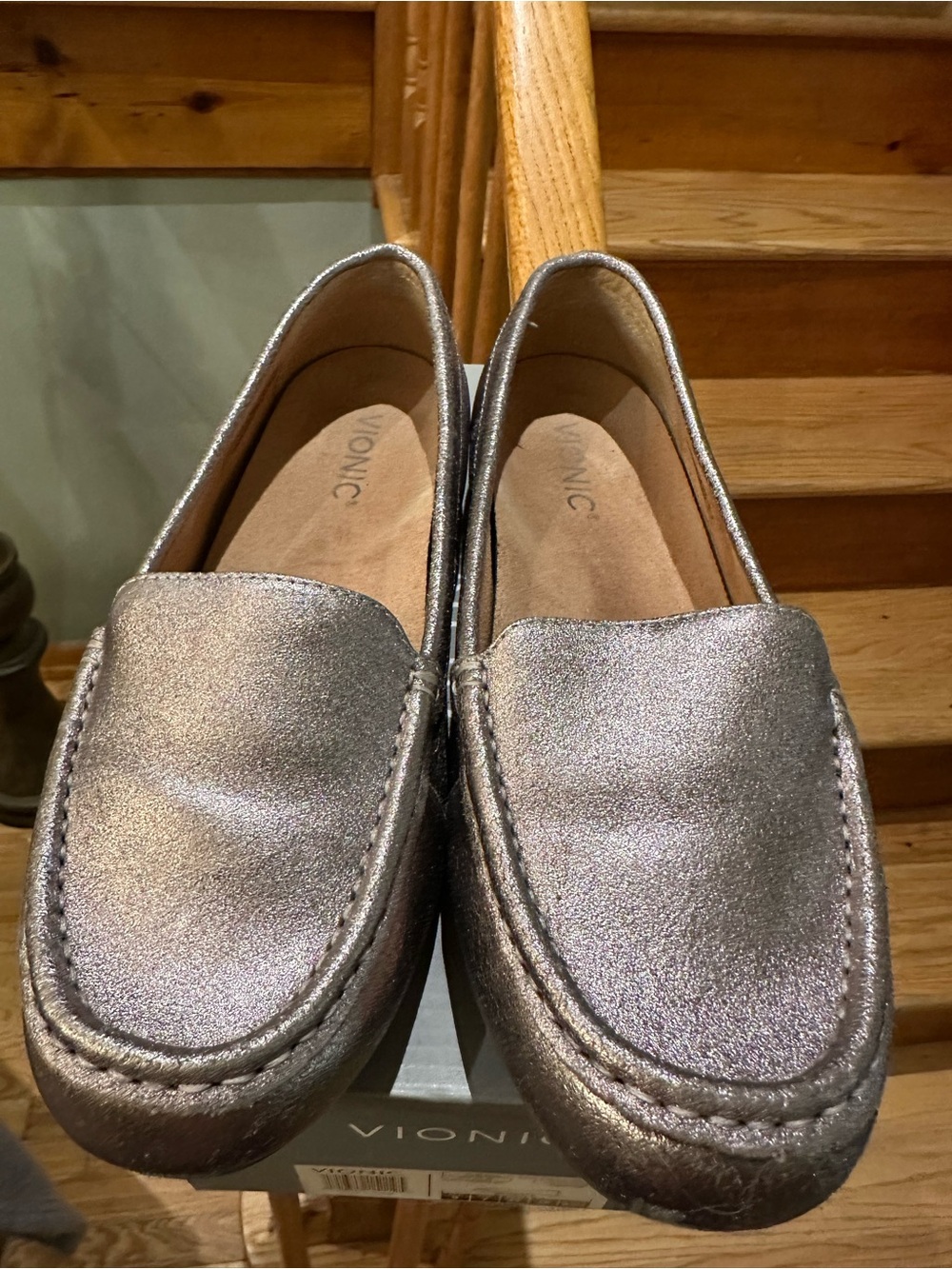 Vionic Metallic Pewter Slip-On Loafers - Women's